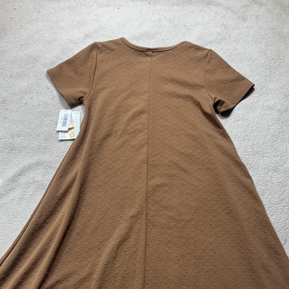 LuLaRoe Carly Dress Womens XS Brown Textured High Low Hem Pocket Stretch NWT - Picture 9 of 12